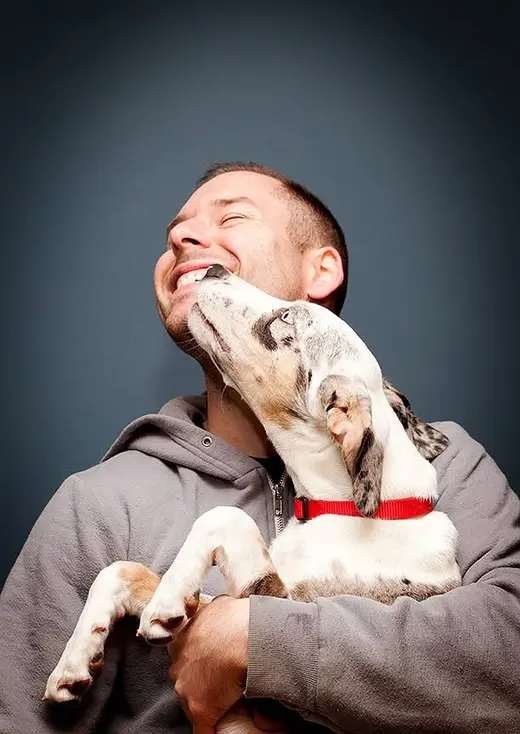 Michael Maines with his dog